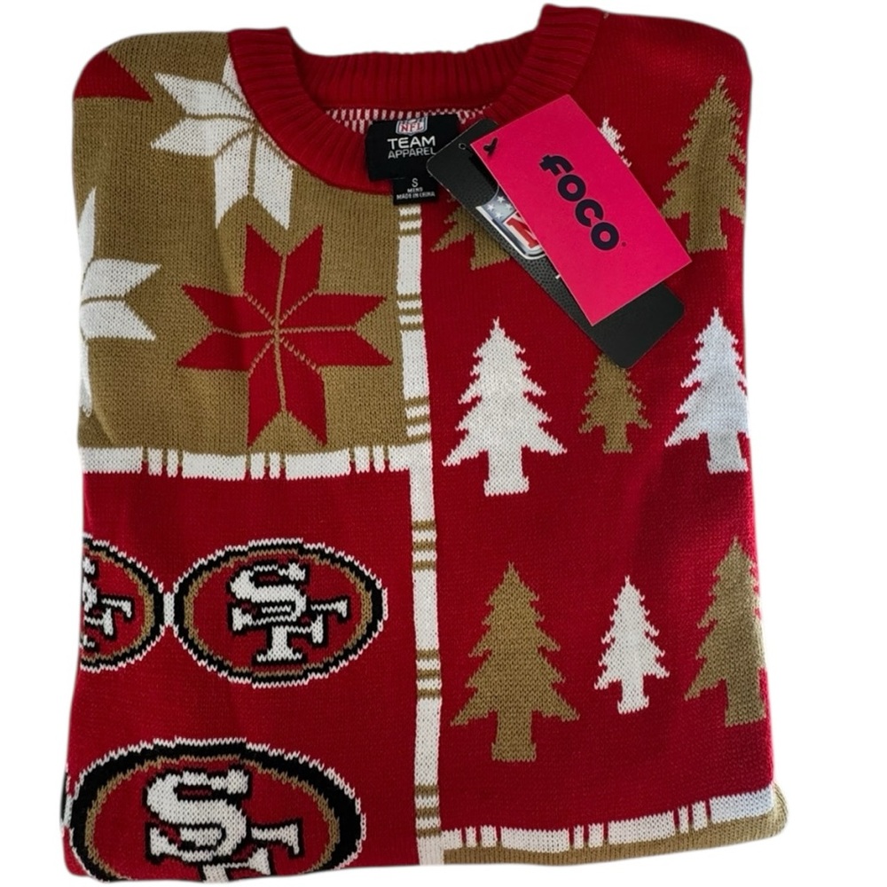San Francisco 49ers FOCO NFL Busy Block Ugly Sweater Size S NWT - Picture 3 of 8
